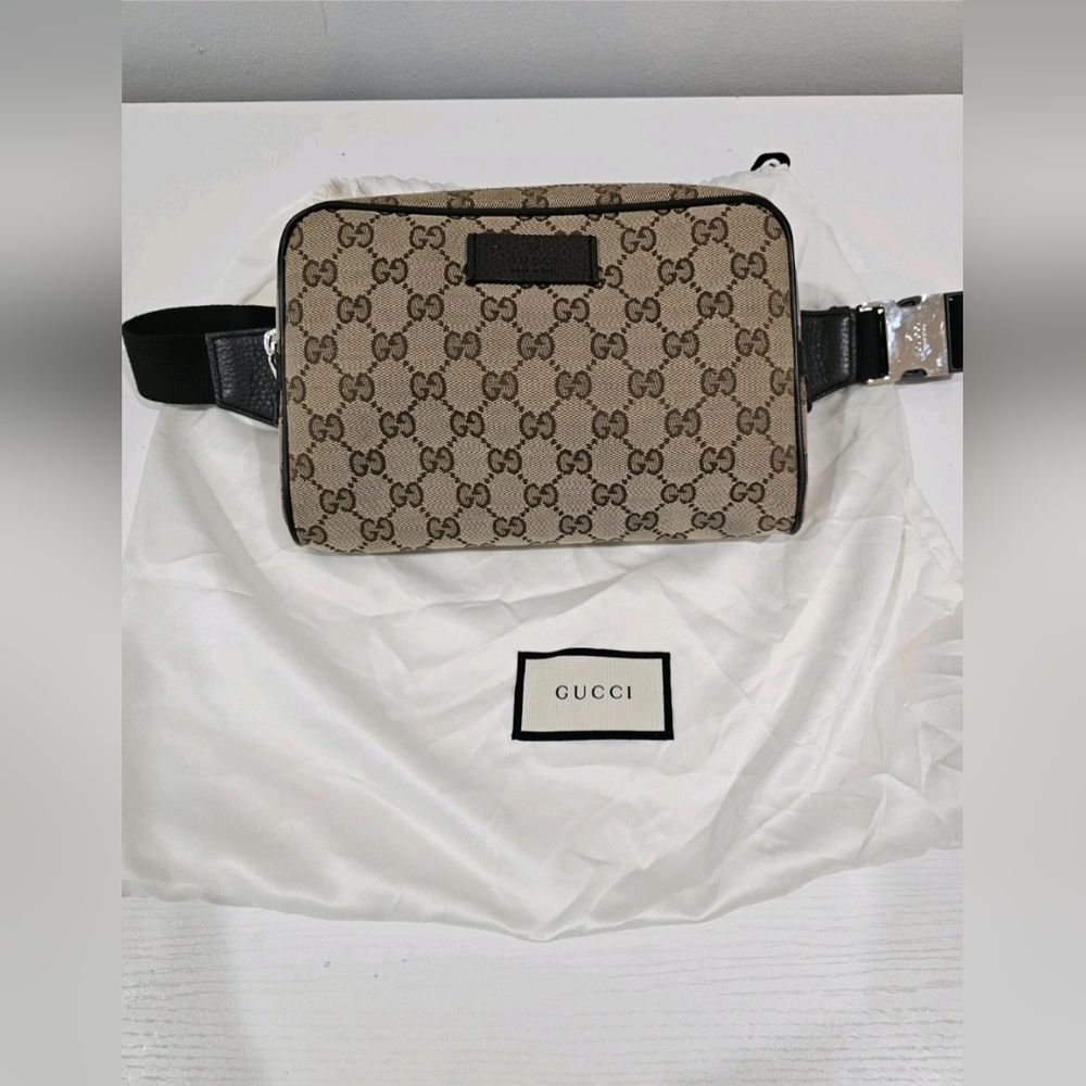 Gucci Monogram Canvas Belt Bag with Adjustable Strap